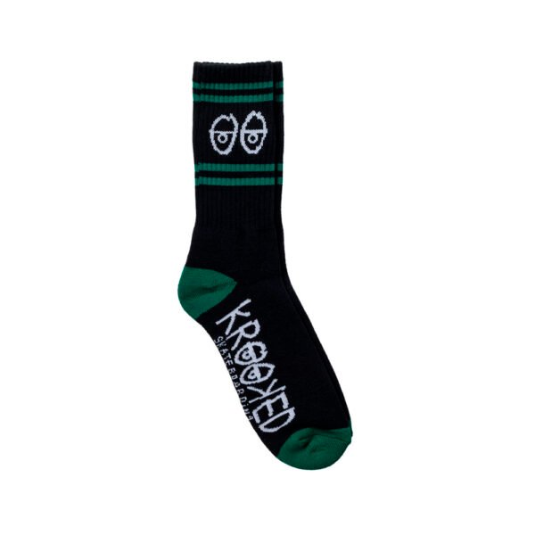 Krooked Eyes Black Green Socks