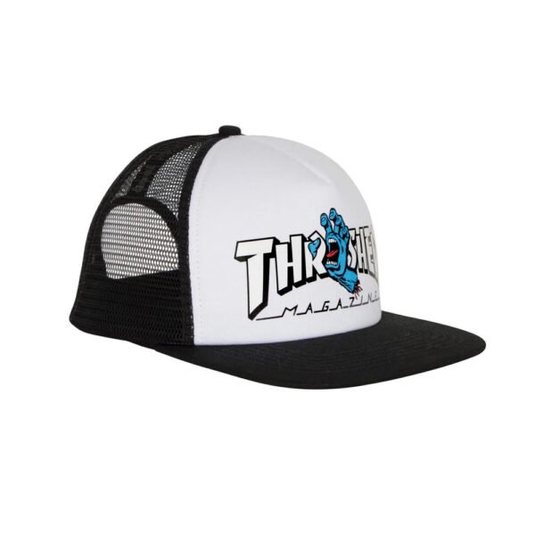 Santa Cruz x Thrasher Screaming Logo Mesh Trucker Hat White