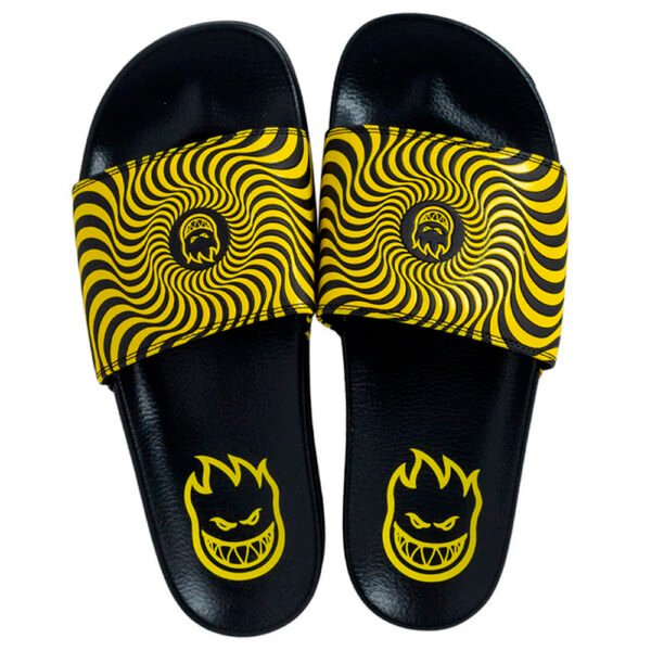 Spitfire Bighead Swirl Slides Black Yellow