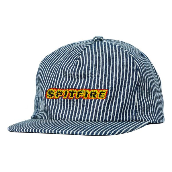 Spitfire Flames Script Indigo Railroad Stripe Snapback