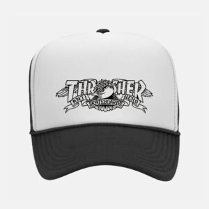 Thrasher x Anti Hero Mag Banner Trucker Hat White